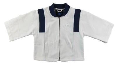 Adidas CLUB Property Of Blue Version Ivory Zip 3/4 Sleeve Crop Track Jacket XS - Image 1 of 4