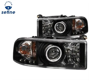 Faróis projetores ANZO preto com halo (CCFL) para Dodge Ram 1500 94-01 #111065 - Imagem 1 de 4