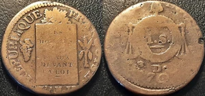 Révolution Française - Convention 1 sol aux balances 1793 D. Dijon tête d'aigle  - Picture 1 of 1