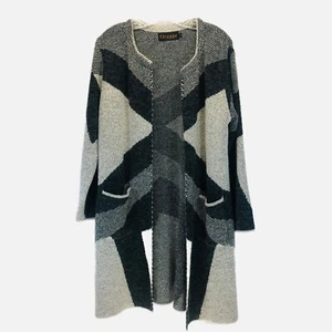 Cárdigan de plumero largo a rayas naranjas suéter gris negro para mujer talla O/S - Imagen 1 de 6