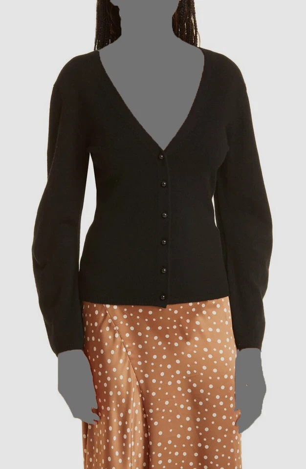 Vince Women Black Deep V-Neck Wool & Cashmere Cardigan Sweater Size L
