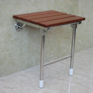 Shower Chair Wall Mount Solid Wood Construction Bathroom Folding Bath Seat Bench - Picture 1 of 11