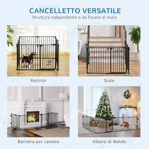 PawHut Cancelletto di Sicurezza per Cani Pieghevole a 8 Sezioni, Sistema di Bloc - Foto 1 di 10