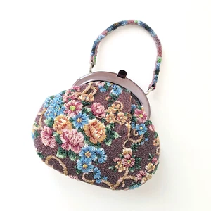 Japanese Vintage Beaded Evening Bag Brimming with Flowers Multicolor 10x9 in - Picture 1 of 21