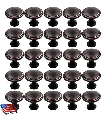HARDWARE DIRECT 25 Pack Round Disk Knobs *Oil Rubbed Bronze* Kitchen Bath Cabinet Pull Handles