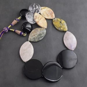 Spinel , Picture Jasper & Pink Opal 599 Cts Beaded Excellent Necklace AK 29 E553 - Picture 1 of 5