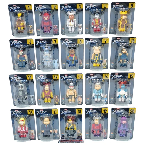 Bearbrick Happy Kuji X-Men Lot Of 20 COMPLETE SET NEW LOTTERY WOLVERINE ICE MAN Cover