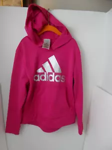 Adidas Girls Pink Athletic Long Sleeve Hooded Pullover Shirt -Size M (10-12) - Picture 1 of 4