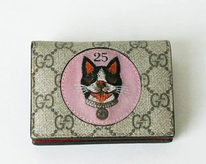 Gucci Dog Bosco Brown 25 GG Card Case Pink Leather Small Wallet - Picture 1 of 11