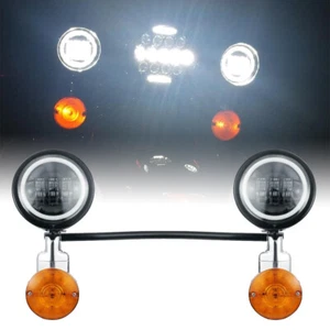 LED Passing Turn Signal Fog Light Bar For Harley Touring Road King Street Glide - Picture 1 of 12
