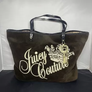 Juicy Couture Vintage Y2K 2000s Velour Embroidered Shoulder Bag - Brown Rare - Picture 1 of 18