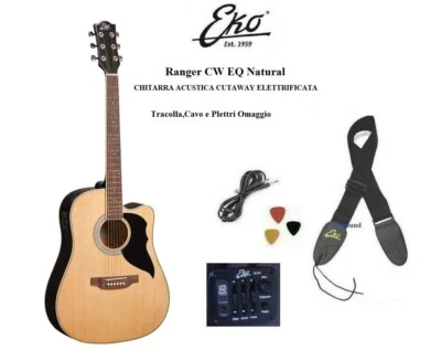 EKO RANGER CW EQ Natural CHITARRA ACUSTICA ELETTRIFICATA CON  TRACOLLA e CAVO - Immagine 1 di 4