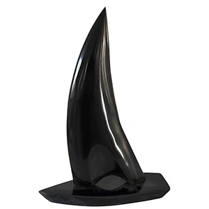 Barca con Vela Scultura da Tavolo in Marmo Nero Belgio Sailboat Art Design H 36 - Picture 1 of 4