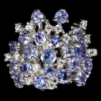 Anello In Argento Sterling 925 Tondo In Tanzanite Pietra Naturale Gioielleria 6 - Immagine 1 di 4