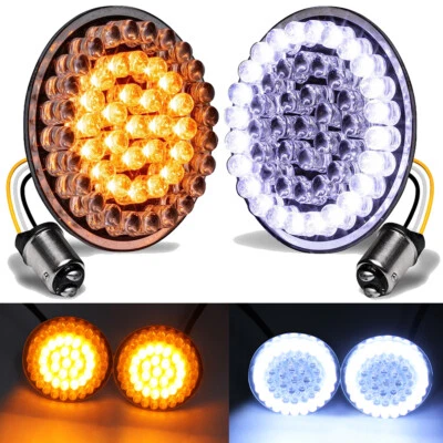 2pcs 1157 LED Turn Signals Light For Harley Street Electra Glide Road King Dyna Foto 1 de 4