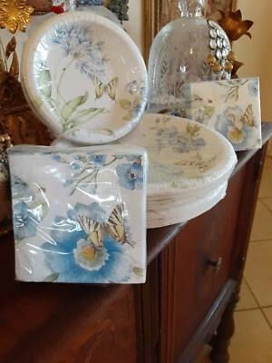 Juego de 128 piezas * Platos de cena LENOX BUTTERFLY MEADOW PLATOS DE ALMUERZO y servilletas Foto 1 de 4