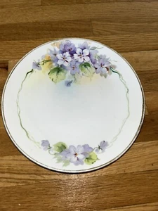 Vintage Handpainted Floral 9” Plate Noritake Green Mark China Purple Clematis - Picture 1 of 4