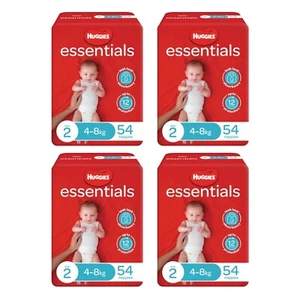 BULK x4 Huggies Essentials Nappies Size 2 (4-8kg) 212 Count - Picture 1 of 1