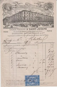 1880 Facture Grands Magasins A SAINT-JOSEPH, Rue Montmartre, Paris. - Picture 1 of 1