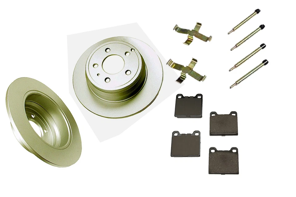 Volvo 850 C70 S70 V70 rear ceramic brake pads, zinc plated rotors & hardware   - Image 1 of 1