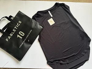 Fabletics Womens Size M Dry Flex Tank Top Black Sleeveless NWT Gathered Shoulder - Picture 1 of 3