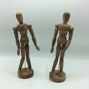 2 Estatuillas Articuladas Arte Madera Morilla Años 50 Maniquí 8.5" Alto Bodegón - Imagen 1 de 21