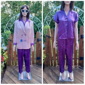 True VTG DEADSTOCK 1940s 1950s Sandora Satin Mid-century Pajamas Lounge Set 14  - Picture 1 of 24