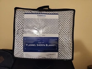 New In Bag Gray Flannel Sherpa 50 X 65 Blanket Super Soft And Warm - Picture 1 of 4