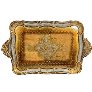 Handmade VERO LEGNO Presentation Tray Decorative Florence Italy Gold Gilt 17x10 - Picture 1 of 5
