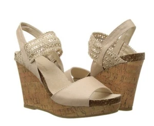 New MADDEN GIRL Natural Beige Feliciti Platform Cork Wedge Sandal Heels Women 11 - Picture 1 of 5