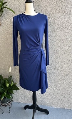 Vestido Michael Kors para mujer zafiro manga L elástico imitación envoltura hebilla talla PM-NUEVO CON ETIQUETAS Foto 1 de 4