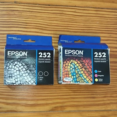 Genuine Epson 252 Standard-Capacity Color & Black Ink Cartridge Pack Ex. 04/2023 - Image 1 of 4