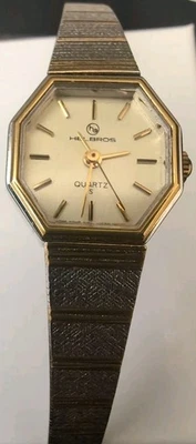 Vintage Helbros Ladies 18mm Watch Gold & Silver Tone Octagon  NEEDS Battery - Image 1 of 4