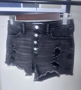 Abercrombie & Fitch High Rise Black Denim Shorts Girls SZ 15/16 - Picture 1 of 8