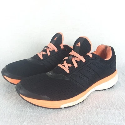 Adidas Supernova Glide Boost Techfit Running Shoes Black Orange Womens 7.5 *READ - Image 1 of 4
