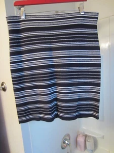 NWOT women's pullon knit skirt LOFT Size L black/gray/white SPARKLE - Picture 1 of 6