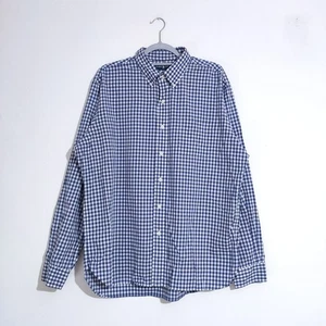 Ralph Lauren Vintage Hemd XL Blau Weiß Kariert Popeline Baumwolle Langarm Smart - Bild 1 von 10