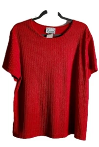 Vintage Joanna Women’s XL Red Textured Short Sleeve Blouse Made in USA - Picture 1 of 6