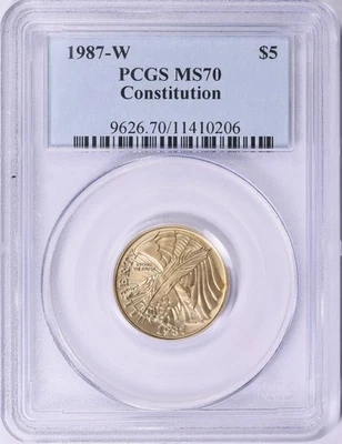 1987-W CONSTITUTION Gold $5 COMMEMORATIVE PCGS MS70 - Image 1 of 3