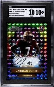 2021 Wild Card Allumination ANBC-A Jarrian Jones Holo-Lux 1/1 SGC 10 Auto 10 FSU - Foto 1 di 2