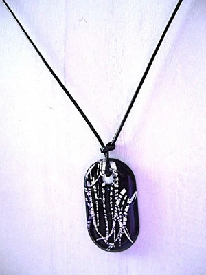 Silvertone & Black Corded Dog Tag Necklace - Image 1 of 4