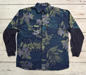 Benchmark FR Floral Aloha Friday Button Up Shirt Men’s Sz XL Made In The USA - Picture 1 of 16
