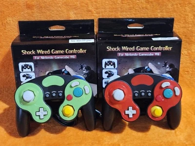 Red & Green Wired Game Controller For Nintendo GameCube - New - Lot of 2!!! - Image 1 of 4