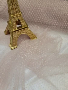 French Tulle Polka Dots Fashion Fabric By the Yard Wedding Baptism Pink Blush - Picture 1 of 9