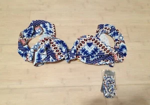 Abercrombie & Fitch Aztec Ruffled Off The Shoulder Push UP Bikini Top Swim 34A - Picture 1 of 11