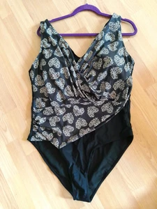Shape Badeanzug Damen 50 schwarz gerafft gefüttert 4XL Schlankmacher - Bild 1 von 6