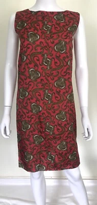 Vintage Paisley Leaf Print Acetate Shift Dress | XS S 8 10 | 60s Wiggle - Image 1 of 4
