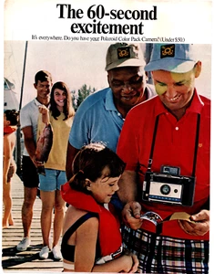 1968 Polaroid Land Camera 60-Second Excitement Vintage Print Ad Ephemera Full Pg - Bild 1 von 1