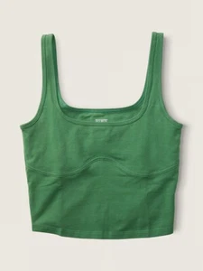 VS PINK || Cotton Contour Crop Tank Top in Forest Pine - Gr. Medium - Bild 1 von 10