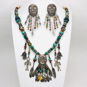 Robert Shields SPIRIT Necklace Earrings Sterling Silver Turquoise Southwestern - Picture 1 of 20